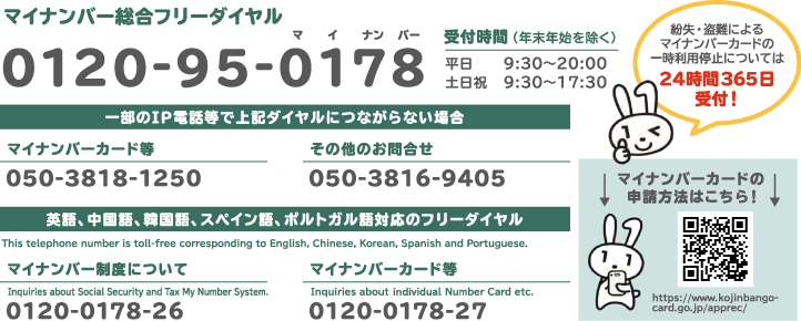 マイナンバーカードについてのお問い合わせ先